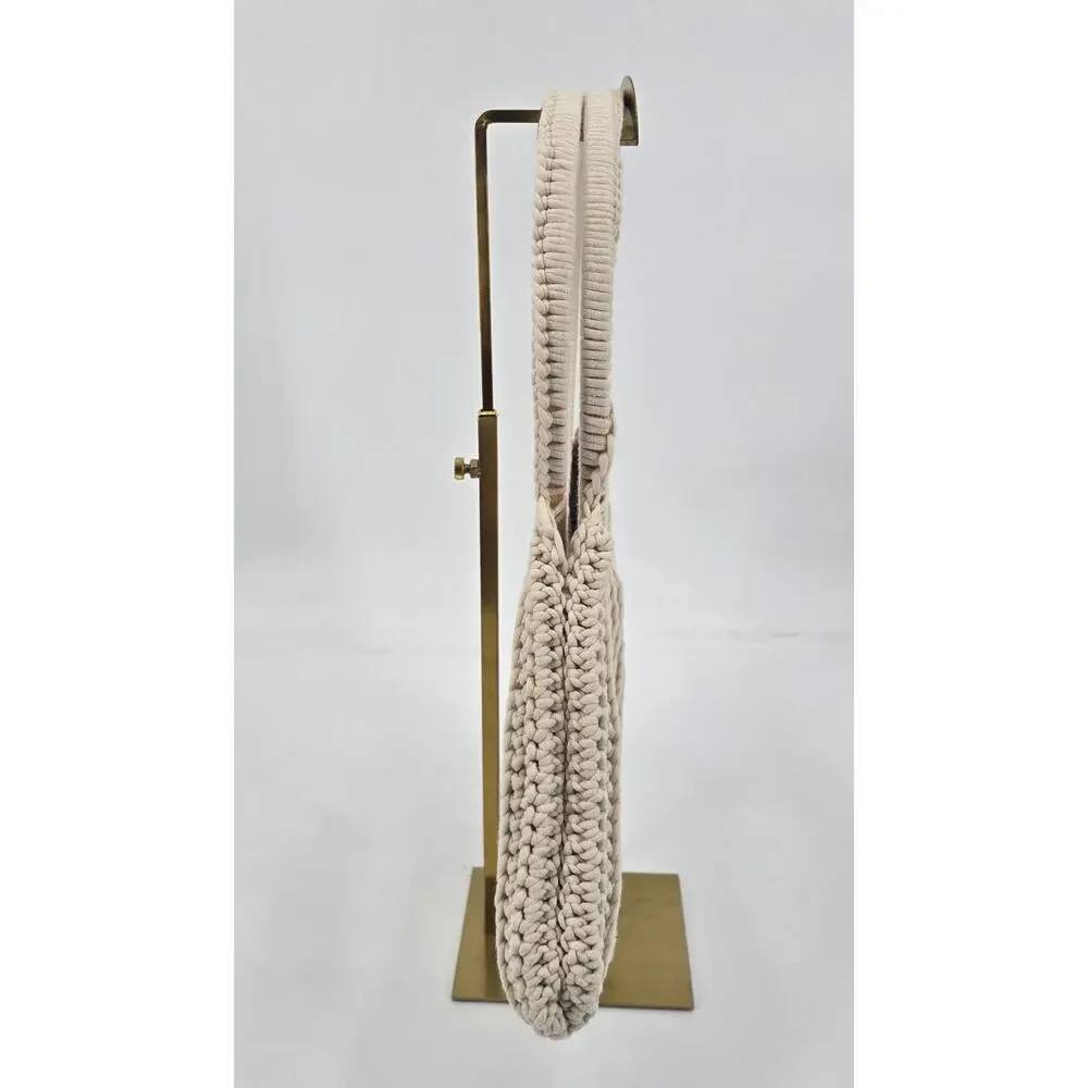 Handmade Boho Neutral‎ Macramé Circle Handle Bag – Warm Oyster Cream